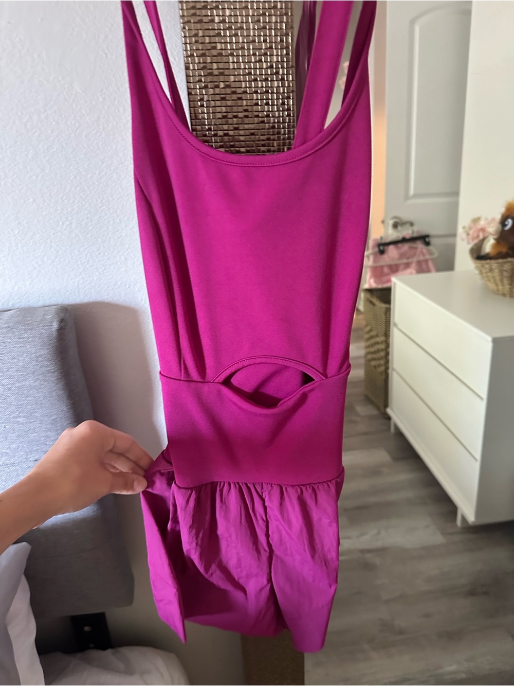 Athletic romper- Women’s Fuchsia Cutout Tank Romper